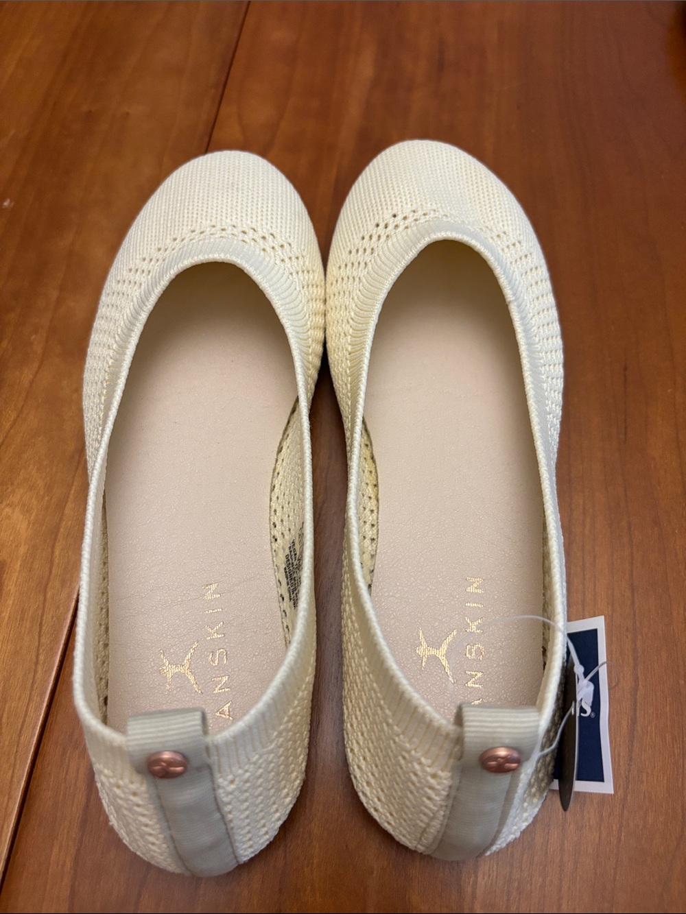 Danskin Knit Ballet Flats in Black and Cream - Picture 3 of 11